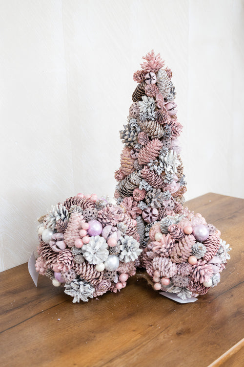 Adornos navideños vintage rosa